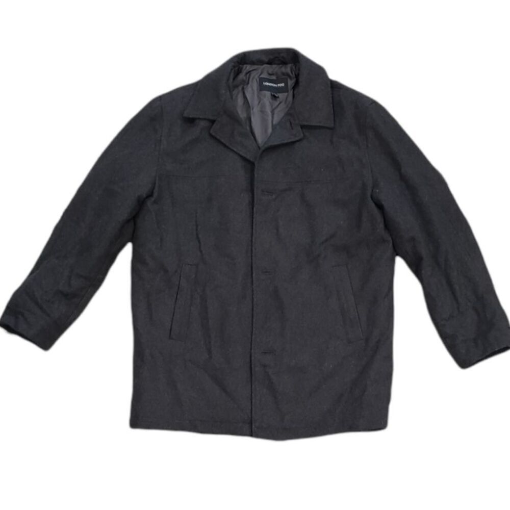 London Fog Men's Gray Wool Pea Coat L